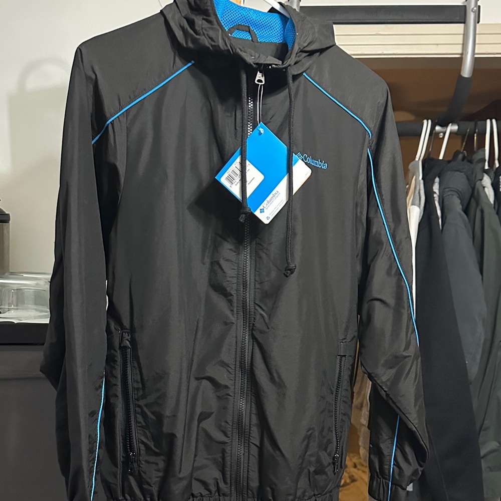 Columbia Men's Omni Shade UPF 30 Black Windbreaker Jakcet Medium New W Tags